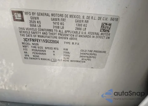 2010 Cadillac Srx Premium Collection z USA, uszkodzony, nr VIN 3GYFNFEY1AS622804